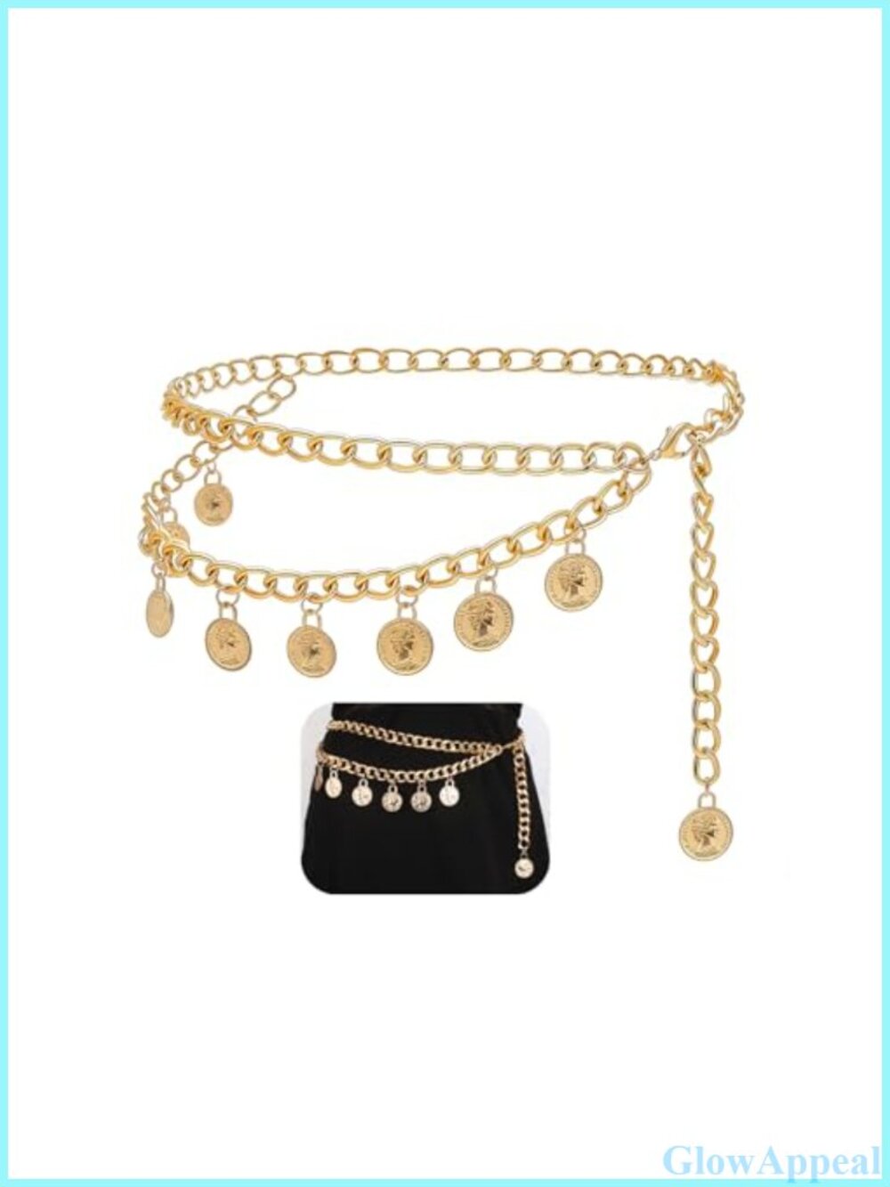 Gold Chain Belt Pirate Waist Chain Coin Body Chains Renaissance Costume Jewelry